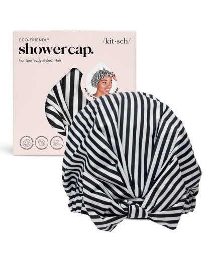 Kitsch Luxury Shower Cap for Women - Reusable Shower Cap for Long Hair with Non Slip Silicon Grip | Waterproof Hair Cap for Shower with One Size Fits Most | Stylish Hair Cover for Shower (Blush Dot)