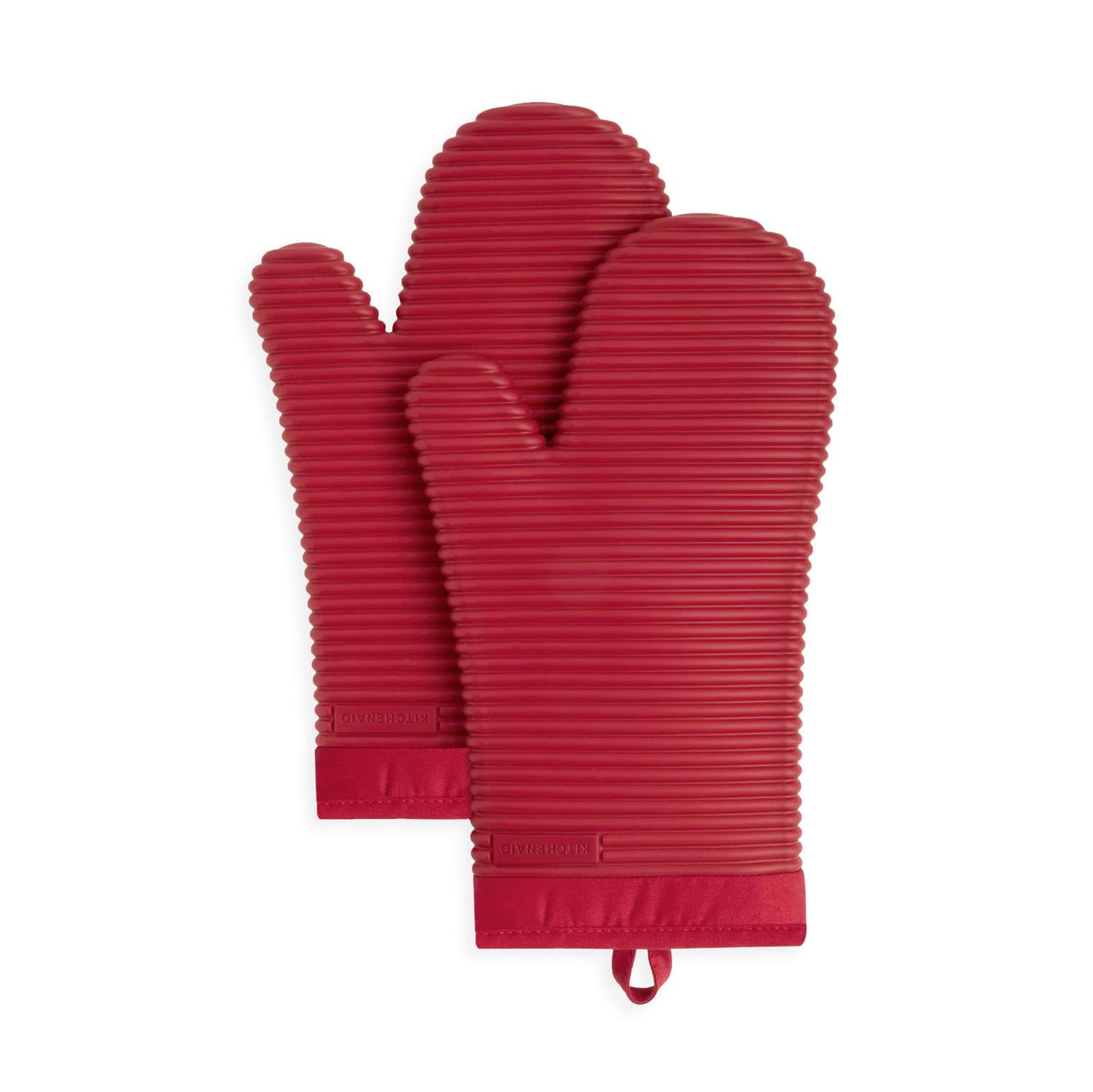 KitchenAid Ribbed Soft Silicone Oven Mitt Set, 7&quot;x13&quot;, Milkshake 2 Count