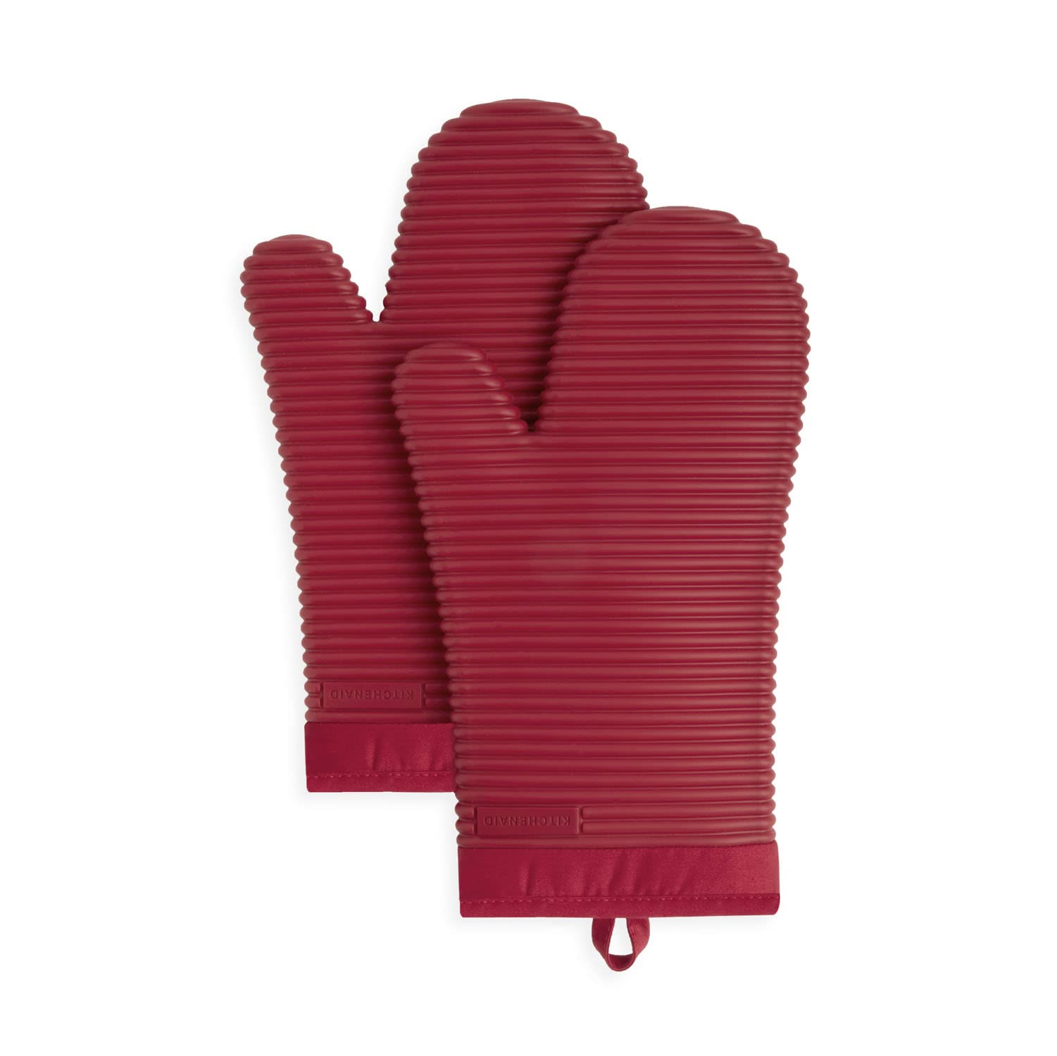 KitchenAid Ribbed Soft Silicone Oven Mitt Set, 7&quot;x13&quot;, Milkshake 2 Count