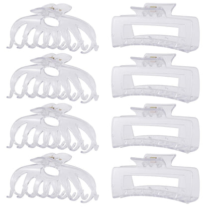 LuSeren Hair Clips for Women 4.3 Inch Large Hair Claw Clips for Women Thin Thick Curly Hair, Big Matte Banana Clips,Strong Hold jaw clips,Neutral Colors
