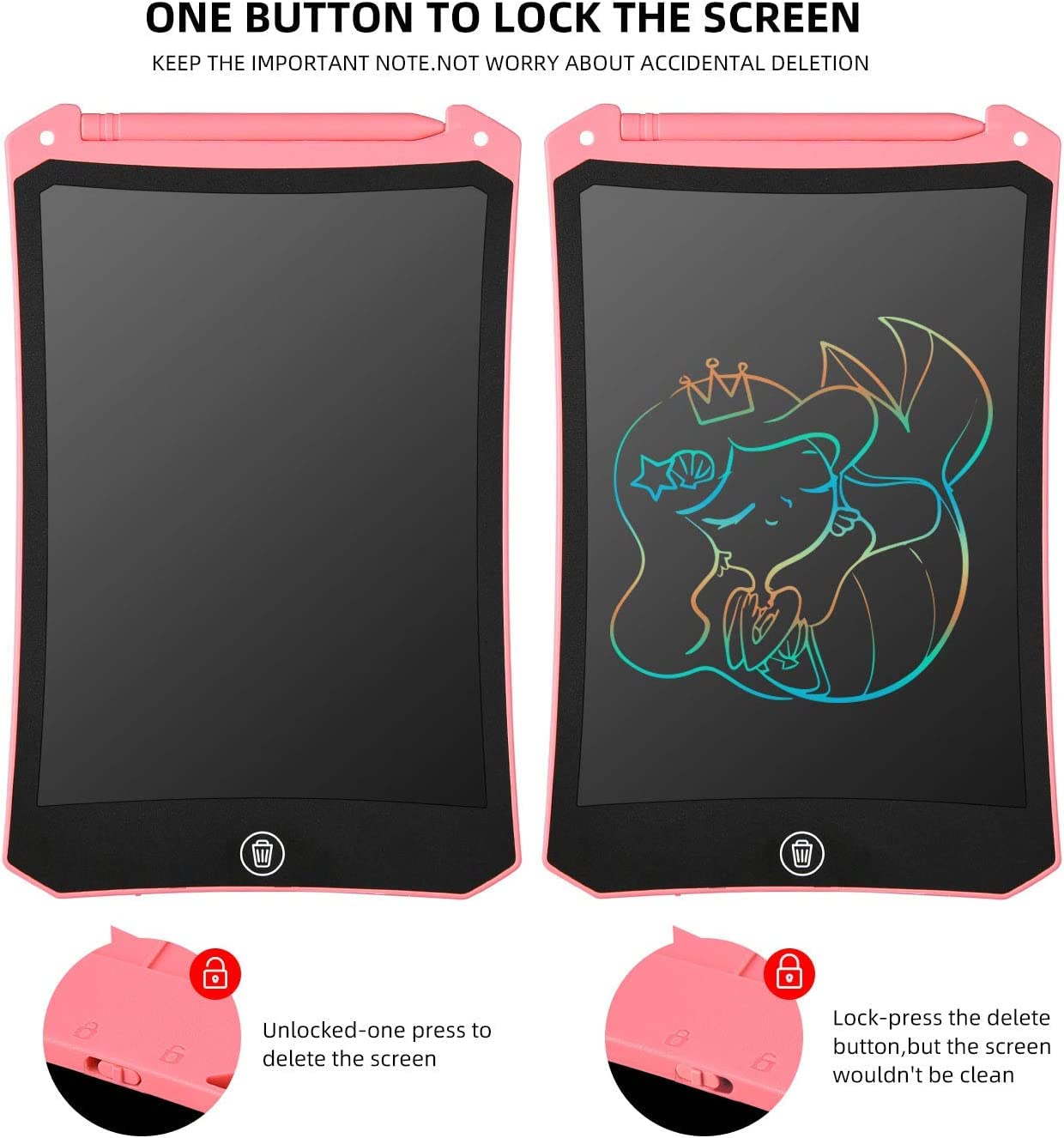cimetech 2 Pack LCD Writing Tablet for Kids Toys, Colorful Drawing Tablet Doodle Board Writing Pad for Toddler Gifts, Kids Travel Essentials, Christmas Stocking Stuffers for 3-12 Years Boys Girls