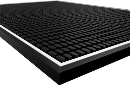Highball &amp; Chaser Premium Bar Mat 18in x 12in 1cm Thick Durable and Stylish Service Bar Mat for Spills, Bars, Restaurants, Counter Top Dish Drying Mat, Glass Drying Mat (1 Pack, Black Border)