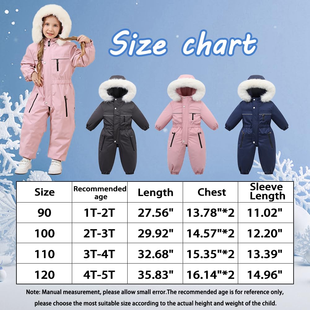 Xifamniy Toddler Snowsuit 2T 3T 4T 5T Ski Suit Baby Boy Girl Winter Clothes Coat Outwear Snow Suit Hooded Romper Jumpsuit