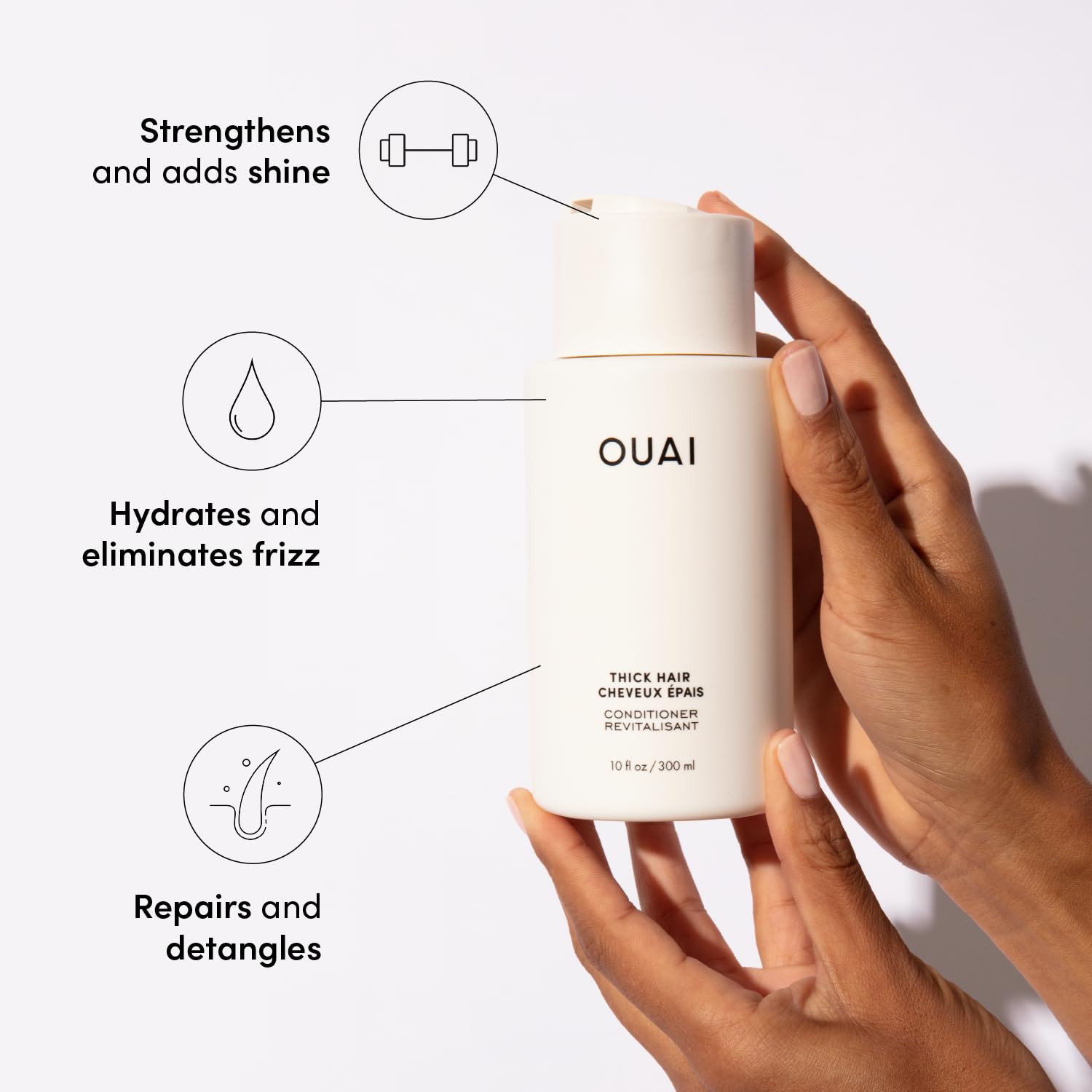 OUAI Fine Shampoo and Conditioner Set - Sulfate Free Shampoo and Conditioner for Fine Hair - Made with Keratin, Marshmallow Root, Shea Butter &amp; Avocado Oil - Free of Parabens &amp; Phthalates (10 Fl Oz)