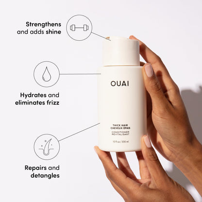 OUAI Fine Shampoo and Conditioner Set - Sulfate Free Shampoo and Conditioner for Fine Hair - Made with Keratin, Marshmallow Root, Shea Butter &amp; Avocado Oil - Free of Parabens &amp; Phthalates (10 Fl Oz)
