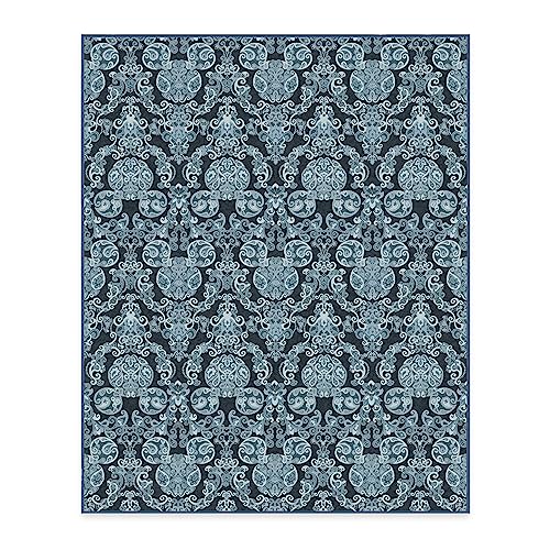 RUGGABLE Disney Traditional Mickey Mouse Washable Rug - Perfect Area Rug for Nursery Playroom Kids Room - Pet &amp; Child Friendly - Stain &amp; Water Resistant - Damask Grey 3&