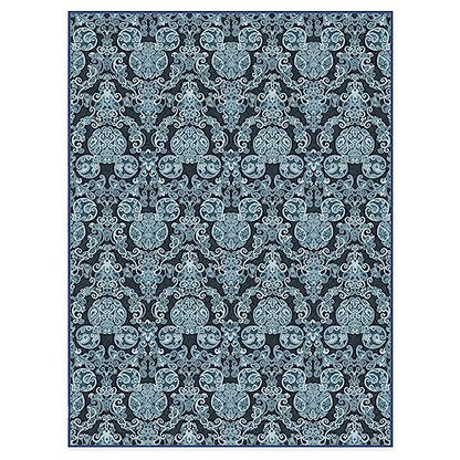 RUGGABLE Disney Traditional Mickey Mouse Washable Rug - Perfect Area Rug for Nursery Playroom Kids Room - Pet &amp; Child Friendly - Stain &amp; Water Resistant - Damask Grey 3&