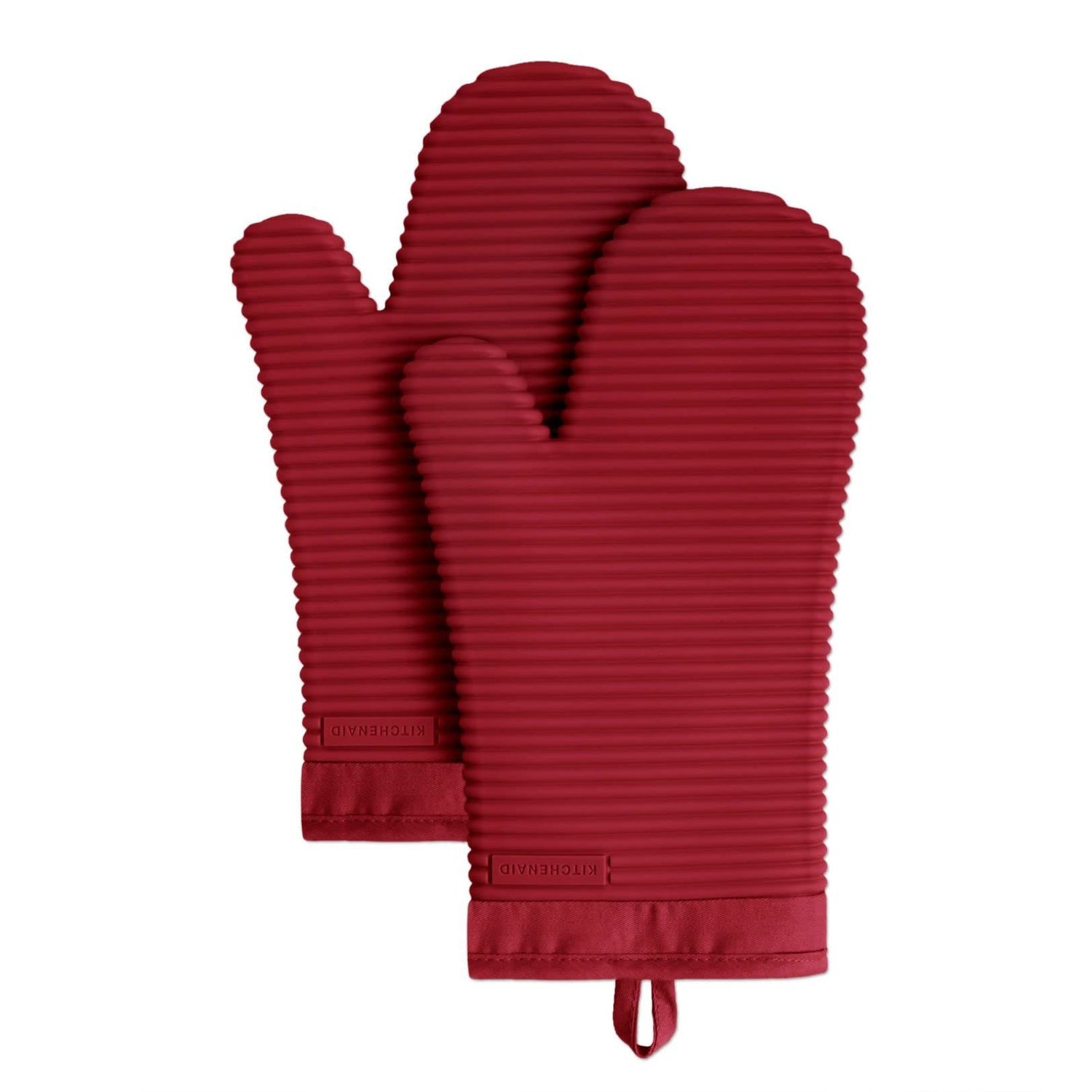 KitchenAid Ribbed Soft Silicone Oven Mitt Set, 7&quot;x13&quot;, Milkshake 2 Count