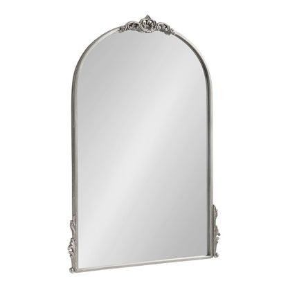 Kate and Laurel Myrcelle Traditional Arched Mirror, 25 x 33, Gold, Decorative Large Arch Mirror with Ornate Garland Detailing Along The Crown and Edges of The Frame