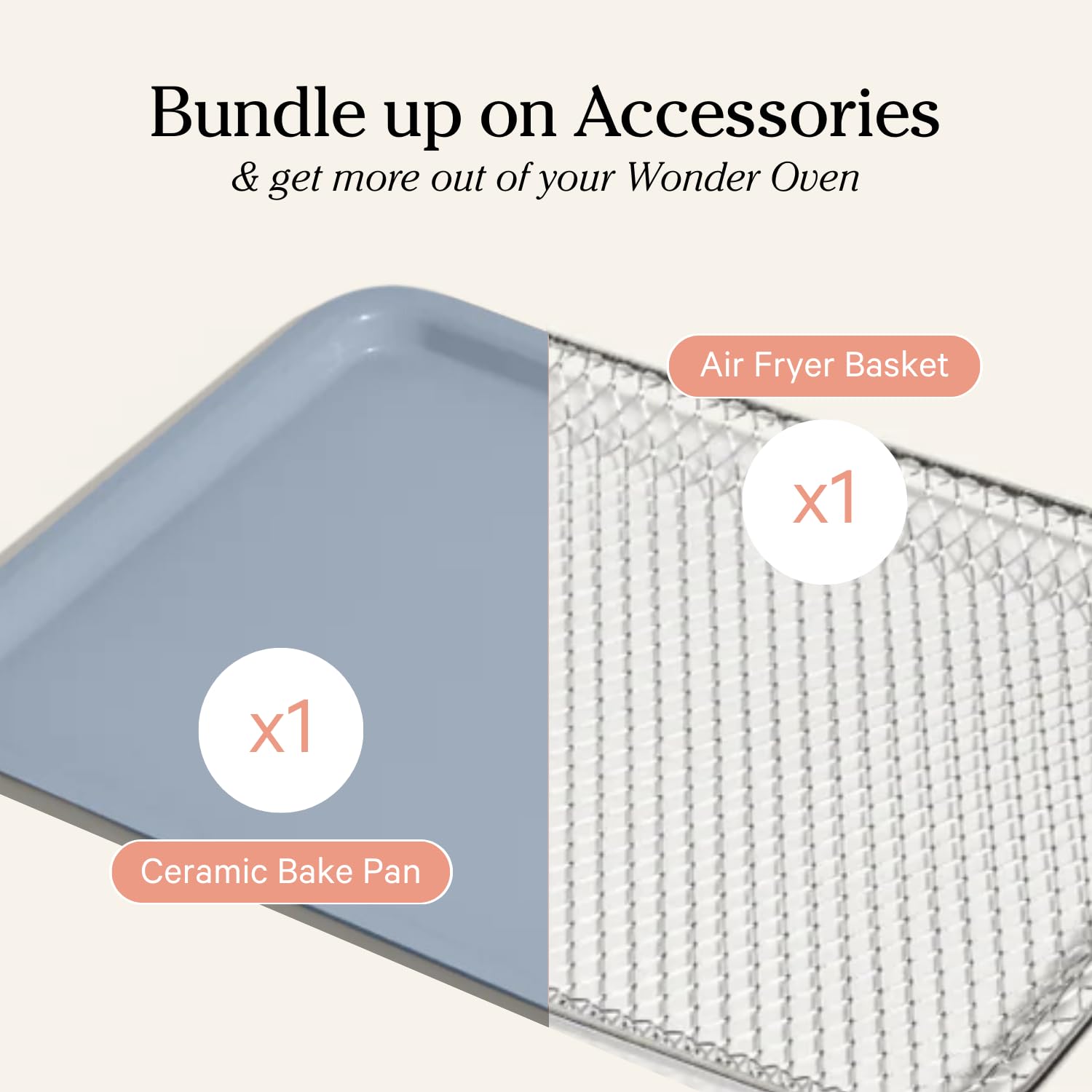 Our Place Wonder Oven Essentials Kit | Extra Air Fryer Basket &amp; Nonstick Ceramic-Coated Bake Pan | Oven Safe, Eco-Friendly | Steam