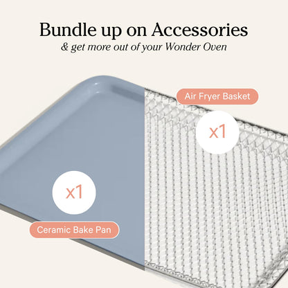 Our Place Wonder Oven Essentials Kit | Extra Air Fryer Basket &amp; Nonstick Ceramic-Coated Bake Pan | Oven Safe, Eco-Friendly | Steam