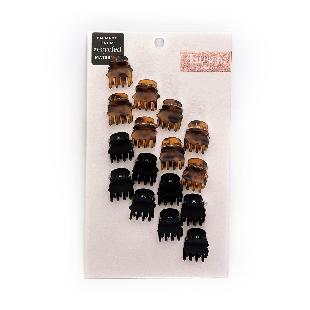 Kitsch Small Hair Clips for Women, Recycled Plastic Small Claw Clips &amp; Mini Claw Clips for Hair, Mini Hair Clips for Thin Hair, Tiny Jaw Clip for Hair, 16 pcs (Tortoise &amp; Black)