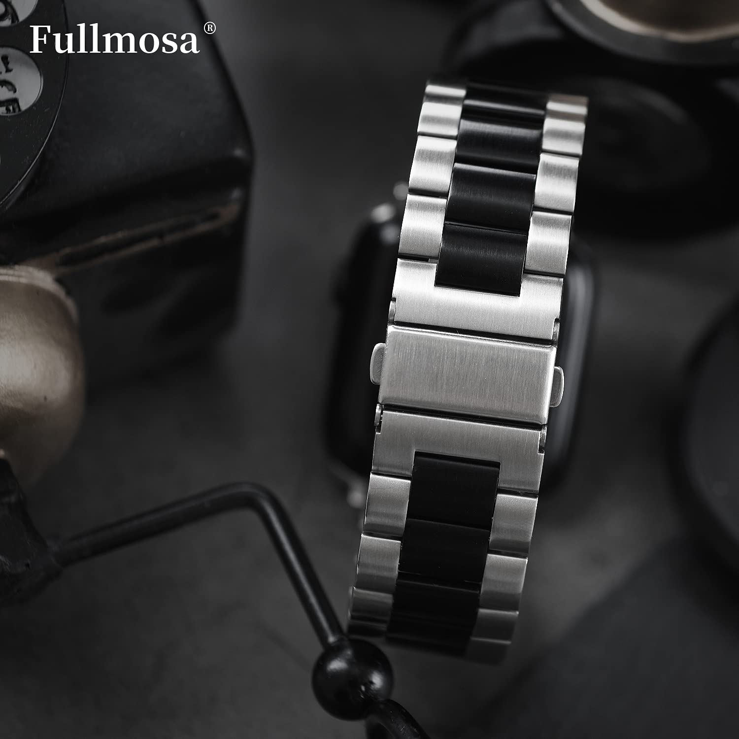 Fullmosa Compatible with Apple Watch Band 49mm 45mm 44mm 42mm 41mm 40mm 38mm, Stainless Steel iWatch Band with Case Compatible for Apple Watch Ultra 2 Ultra Series 10 9 8 7 6 5 4 3 2 1&amp;iWatch SE