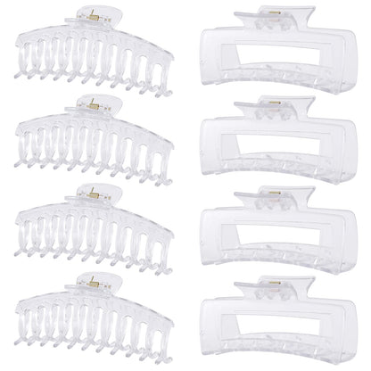 LuSeren Hair Clips for Women 4.3 Inch Large Hair Claw Clips for Women Thin Thick Curly Hair, Big Matte Banana Clips,Strong Hold jaw clips,Neutral Colors