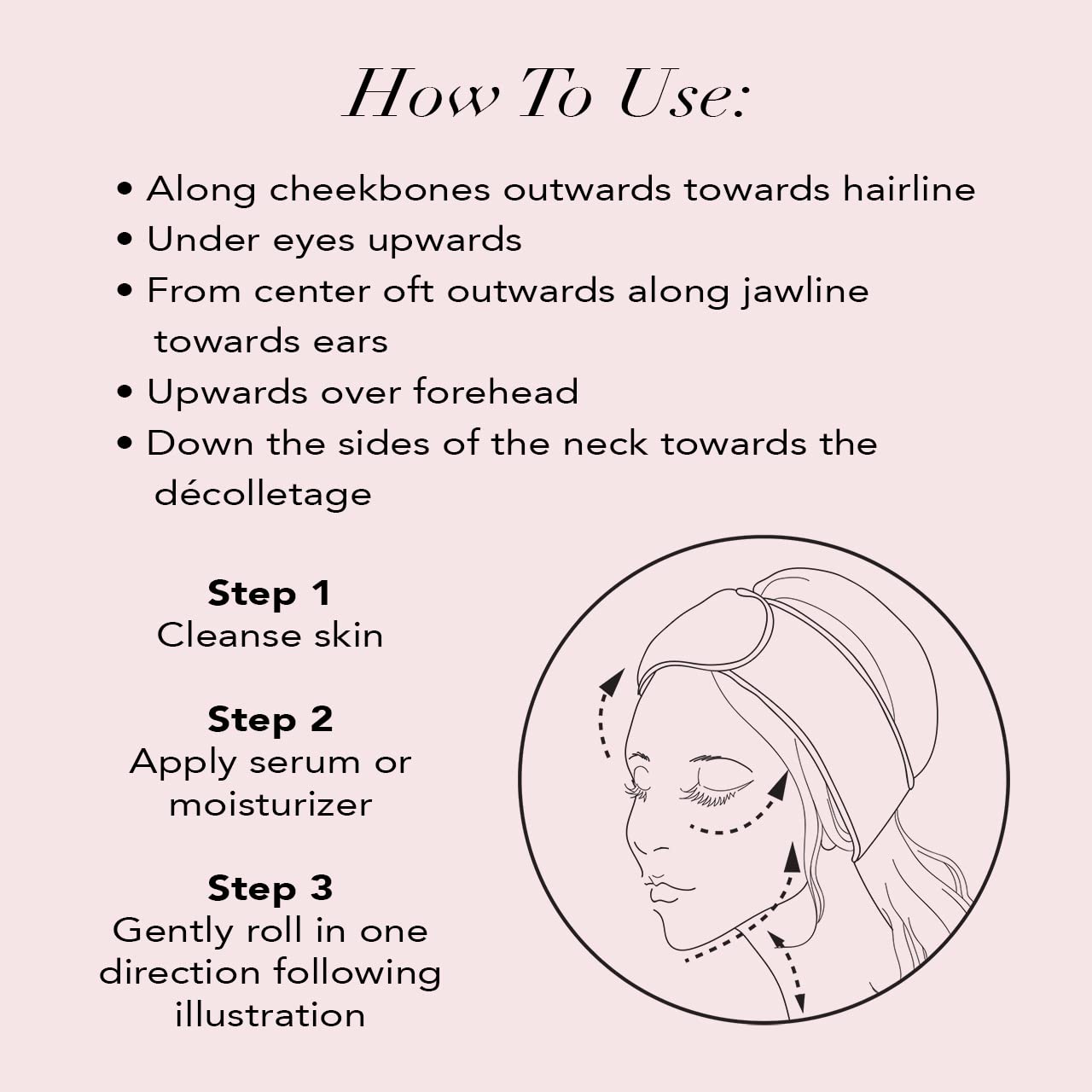 Kitsch Face Massager Rose Quartz Face Roller for Skin Care, Facial Roller &amp; Jade Roller for Face Aging Wrinkles and Lifting, Eye Roller for Puffy Eyes, Rose Quartz Roller for Face Neck Fine Lines 1 Pc