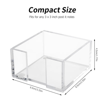 Acrylic Sticky Note Holder, 3 x 3 Crystal Clear Acrylic Notepad Holder Acrylic Sticky Note Dispenser for Dorm Room and Office Desk Organizer
