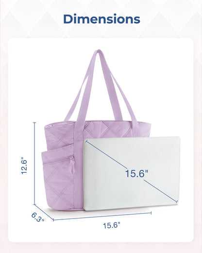 BAGSMART Tote Bag for Women, Puffer Tote Bags with Zipper, Travel Essentials Quilted Nurse Bag Carry On Bag Gifts for Women