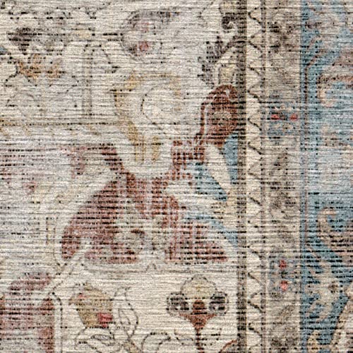 RUGGABLE Kamran Washable Rug - Perfect Vintage Area Rug for Living Room Bedroom Kitchen - Pet &amp; Child Friendly - Stain &amp; Water Resistant - Hazel 5&