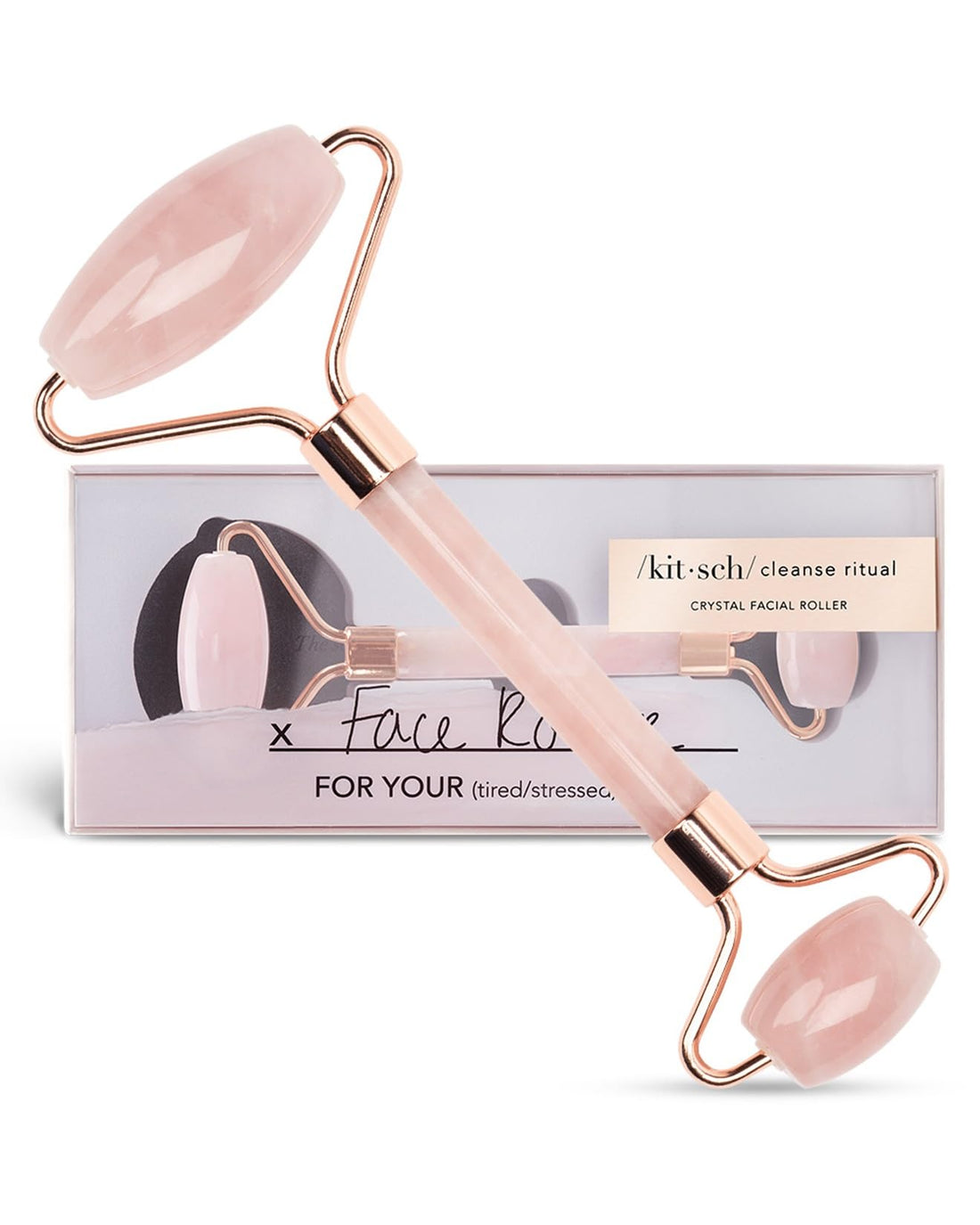 Kitsch Face Massager Rose Quartz Face Roller for Skin Care, Facial Roller &amp; Jade Roller for Face Aging Wrinkles and Lifting, Eye Roller for Puffy Eyes, Rose Quartz Roller for Face Neck Fine Lines 1 Pc