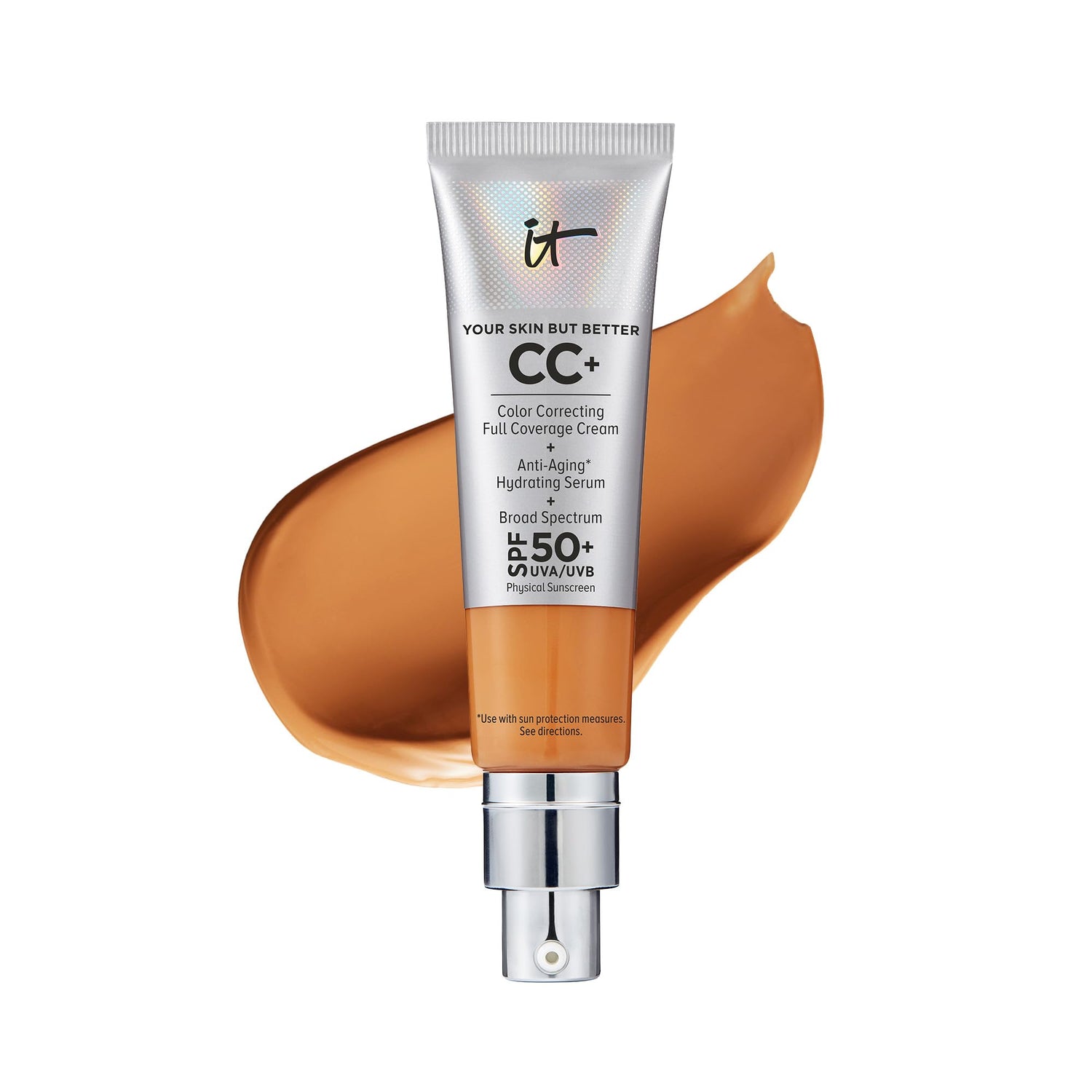 IT Cosmetics Your Skin But Better CC+ Cream - Color Correcting Cream, Full-Coverage Foundation, Hydrating Serum &amp; SPF 50+ Sunscreen - Natural Finish - 1.08 fl oz