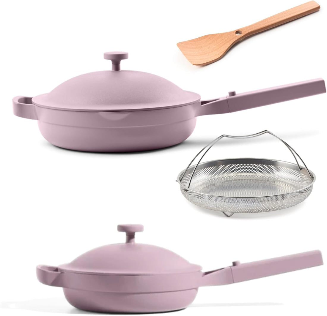 Our Place Always Pan Duo - Always Pan &amp; Mini Always Pan 2.0 Bundle | Multi-Functional Cookware Set Replaces 20 Pieces | Lavender