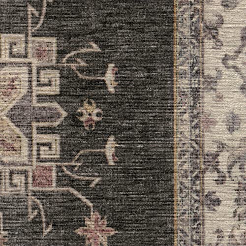 RUGGABLE – Verena Dark Wood – Machine Washable Runner Rug – Pet &amp; Child Friendly – Stain &amp; Water Resistant – Non-Slip – 2.5&