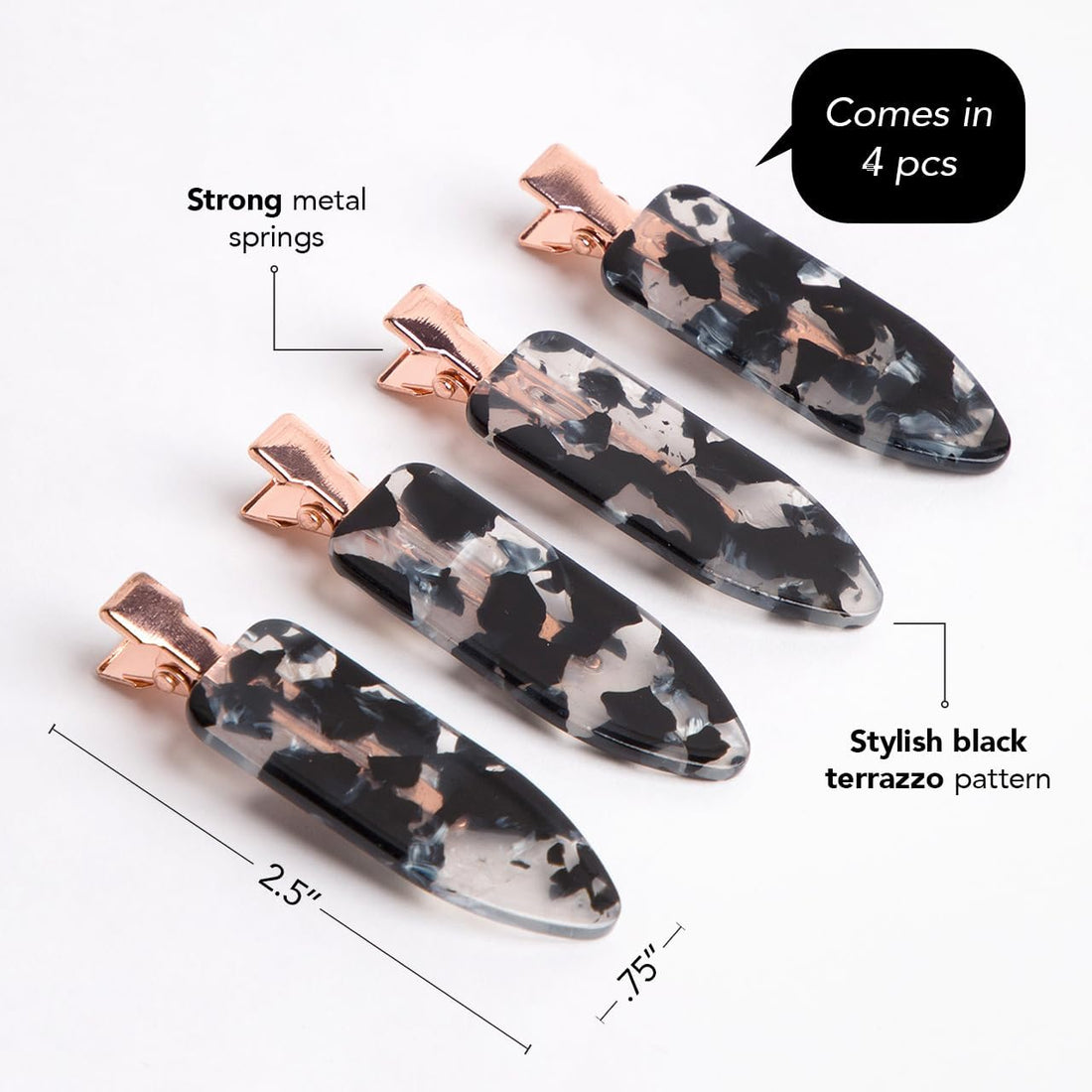 Kitsch Creaseless Hair Pins, No Crease Hair Clips for Makeup, No Bend Hair Clips for Styling, Stylish Makeup Hair Clips &amp; Hair Styling Clips, Pin Curl Clips for Hair, 4pc Set