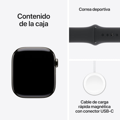 Apple Watch Series 10 [GPS 46mm] Smartwatch with Jet Black Aluminium Case with Black Sport Band. Fitness Tracker, ECG App, Always-On Retina Display, Water-Resistant