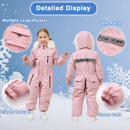 Xifamniy Toddler Snowsuit 2T 3T 4T 5T Ski Suit Baby Boy Girl Winter Clothes Coat Outwear Snow Suit Hooded Romper Jumpsuit