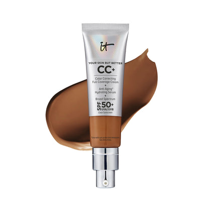 IT Cosmetics Your Skin But Better CC+ Cream - Color Correcting Cream, Full-Coverage Foundation, Hydrating Serum &amp; SPF 50+ Sunscreen - Natural Finish - 1.08 fl oz
