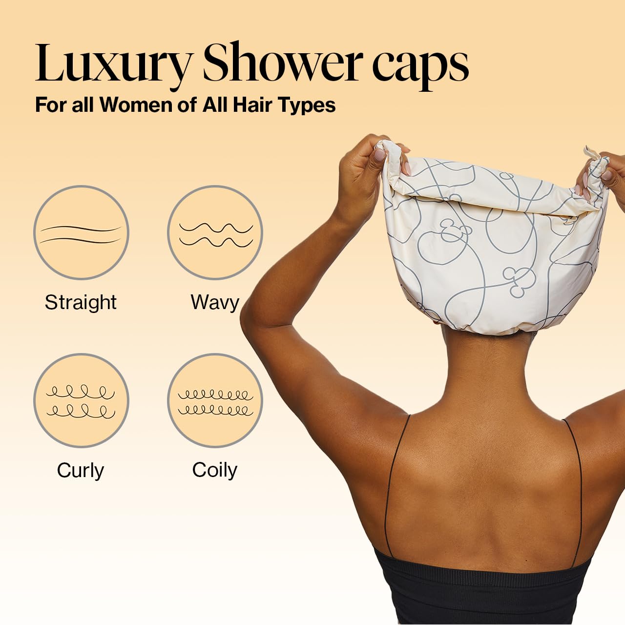 Kitsch Luxury Shower Cap for Women - Reusable Shower Cap for Long Hair with Non Slip Silicon Grip | Waterproof Hair Cap for Shower with One Size Fits Most | Stylish Hair Cover for Shower (Blush Dot)
