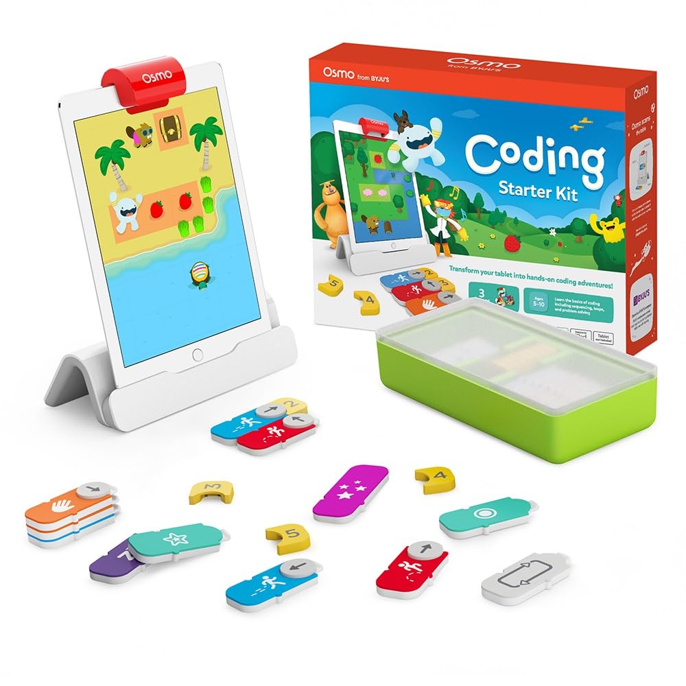 Osmo - Coding Starter Kit for iPad-3 Educational Learning Games-Ages 5-10+ -Learn to Code,Coding Basics &amp; Coding Puzzles-STEM Toy Gifts - Logic,Coding Fundamentals,Boy &amp; Girl(Osmo iPad Base Included)