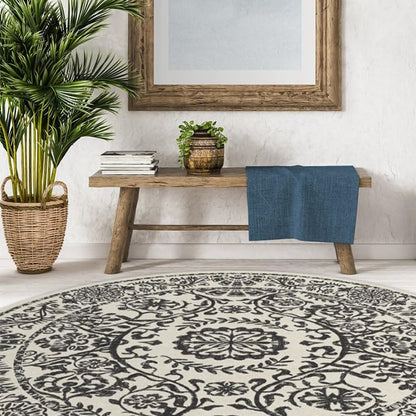 RUGGABLE Washable 2x3 Area Rug, Delphina Delft Blue, Premium Vintage Rugs for Living Room, Bedroom, Kitchen, Office, Classroom with Gripper Non Slip Pad