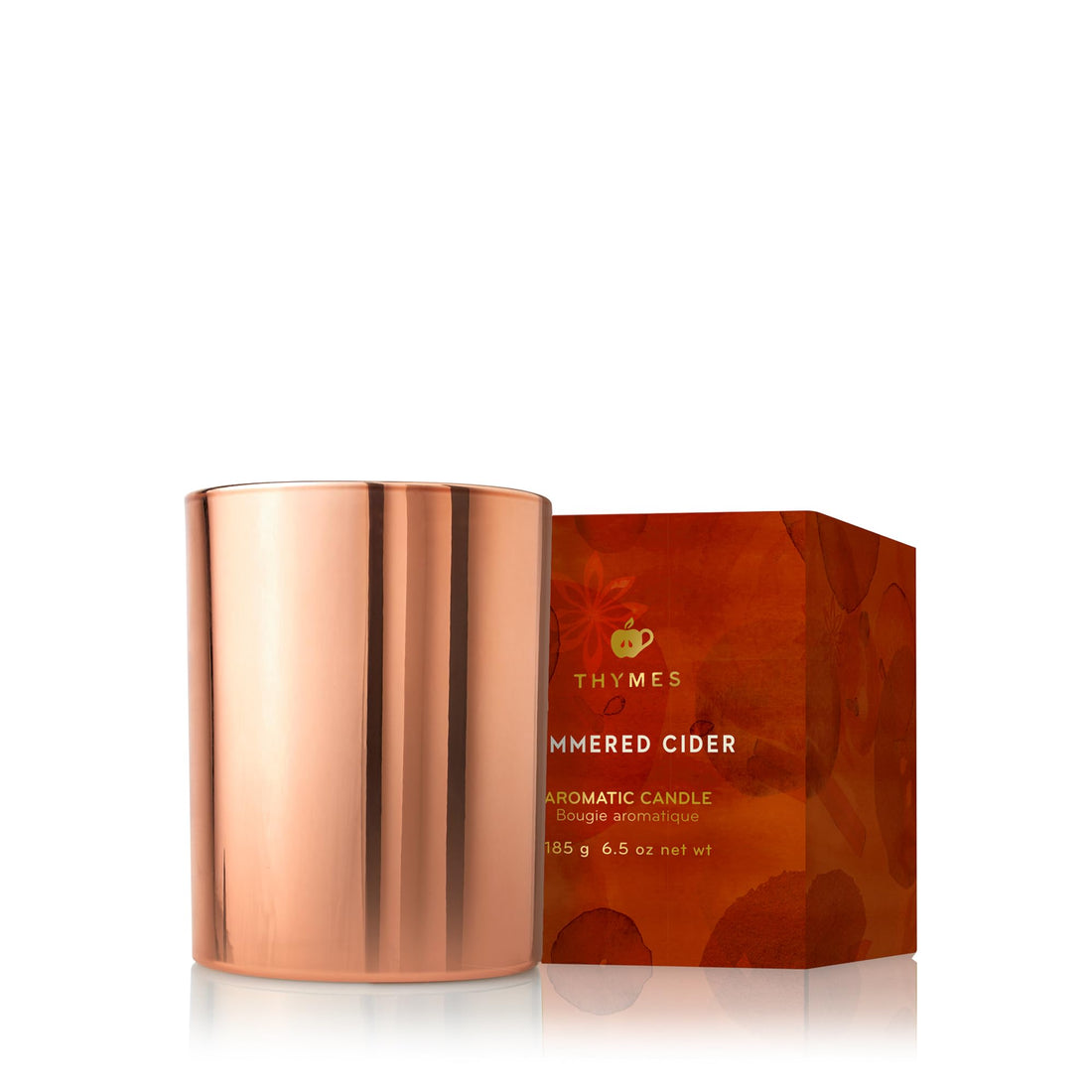 Thymes Simmered Cider Candle - Scented Candle with A Crisp Apple Home Fragrance - Warm &amp; Spicy Scented Candle with Notes of Apple, Clove, and Cardamom - Luxury Home Fragrance - 6.5 Oz