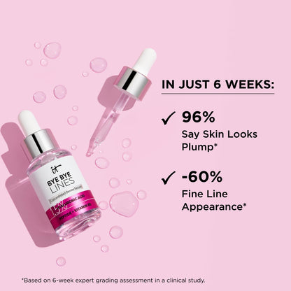 IT Cosmetics Hyaluronic Acid Serum Visibly Plumps Skin &amp; Smooths Lines In 2 Weeks - With Peptide + Vitamin B5 - Vegan Formula - 1 fl oz