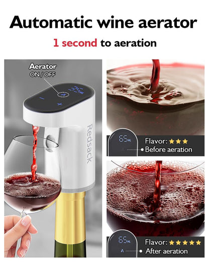 Electric Wine Decanter Aerator Dispenser Pourer Whiskey Adjustable Quantity Liquor Wine Pump Birthday Gift for Men Women Mom Dad Boss Brother Husband Funny Unique Gifts for Him (White)