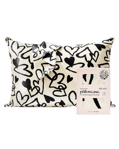 Kitsch Satin Pillowcase with Zipper for Hair &amp; Skin, Softer Than Silk Pillow Cases Queen, Smooth Pillow Covers, Machine Washable, Wrinkle-Free, Cooling Satin Pillow Cases Standard Size 19&quot;x26&quot;, Ivory