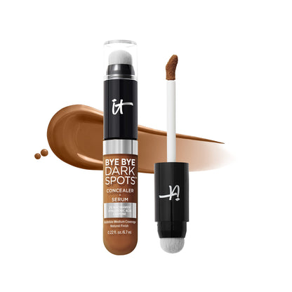 IT Cosmetics Bye Bye Dark Spots Concealer + Brightening Serum – 2% Niacinamide, Hyaluronic Acid &amp; Caffeine - Medium Coverage, Natural Finish, All Skin Types - 0.22 fl oz