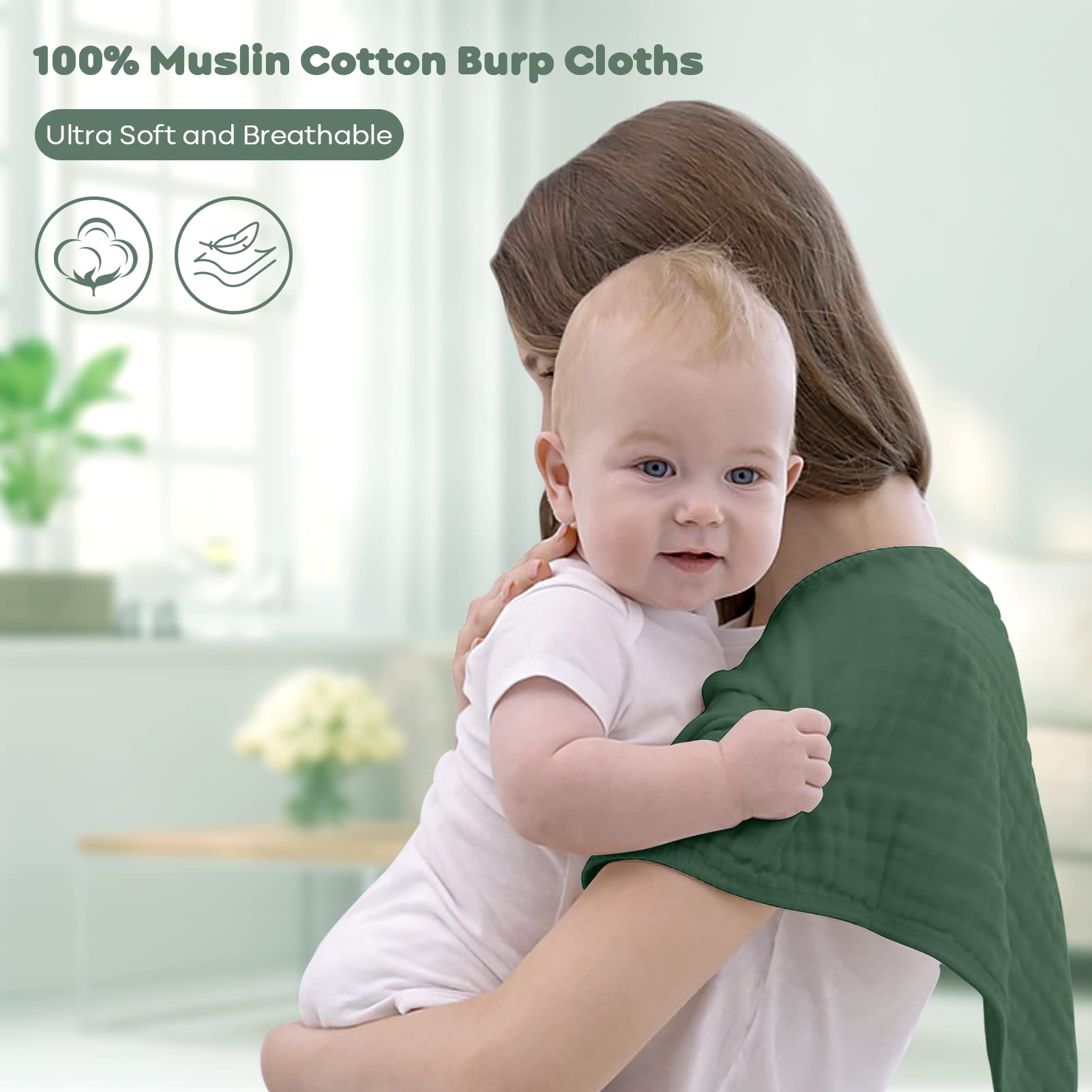 Yoofoss Muslin Burp Cloths for Baby 10 Pack 100% Cotton Baby Washcloths for Boys Girls Large 20&