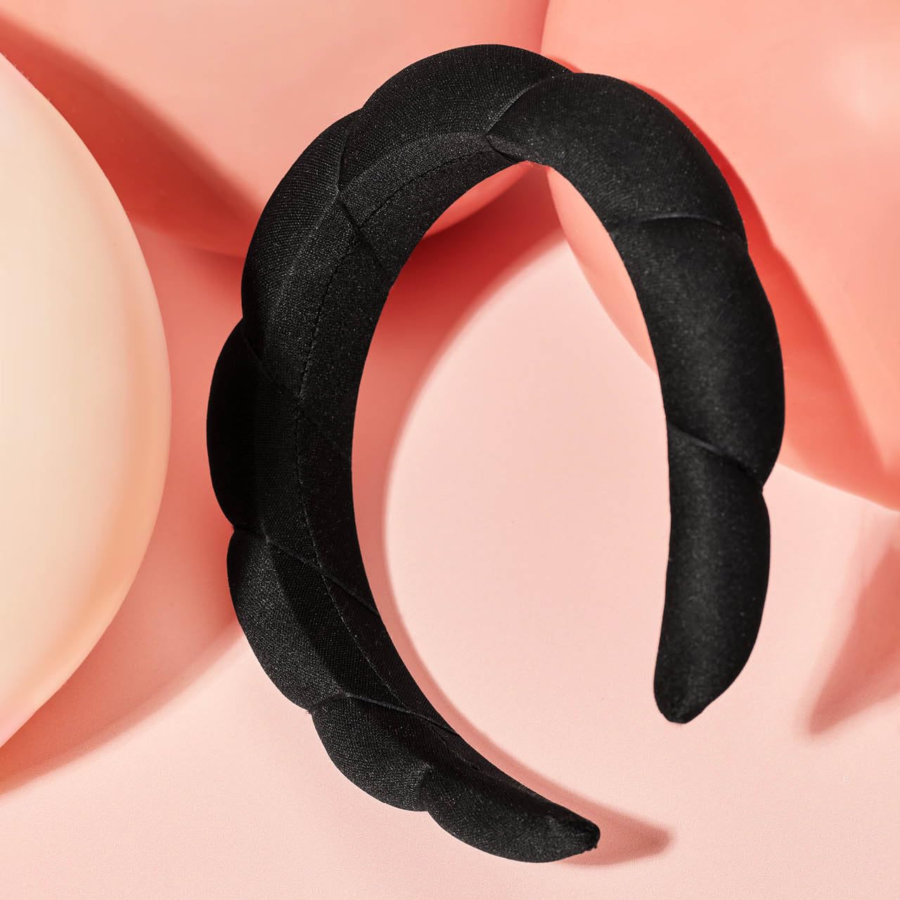 Kitsch Puffy Black Headband for Washing Face - Skincare Headband for Women - Face Wash Headband for Girls - Recycled Fabric - Eco-friendly Makeup Headband - Spa Headband - Self Care Gifts for Women