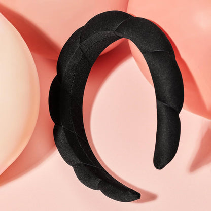 Kitsch Puffy Black Headband for Washing Face - Skincare Headband for Women - Face Wash Headband for Girls - Recycled Fabric - Eco-friendly Makeup Headband - Spa Headband - Self Care Gifts for Women