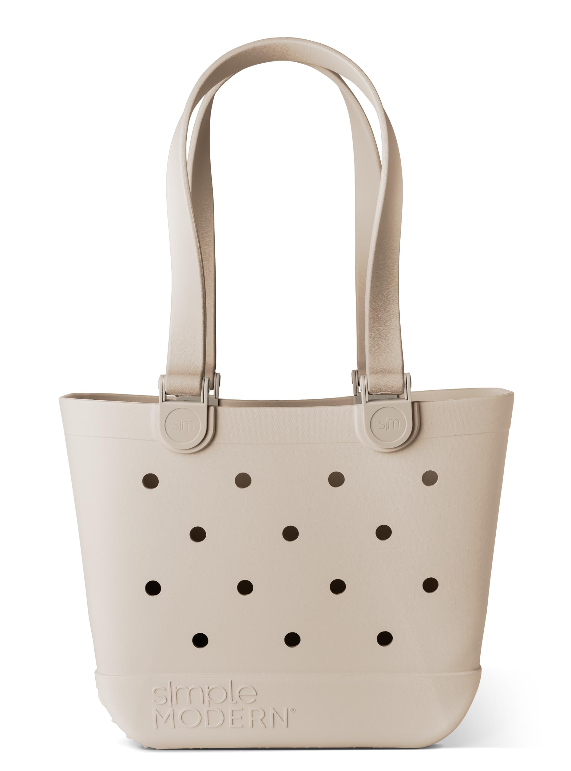 Simple Modern Beach Bag Rubber Tote | Waterproof Medium Tote Bag with Zipper Pocket for Pool, Groceries, Sports | Gifts For Women | Getaway Bag Collection | Almond Birch