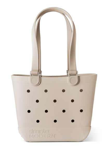 Simple Modern Beach Bag Rubber Tote | Waterproof Medium Tote Bag with Zipper Pocket for Pool, Groceries, Sports | Gifts For Women | Getaway Bag Collection | Almond Birch