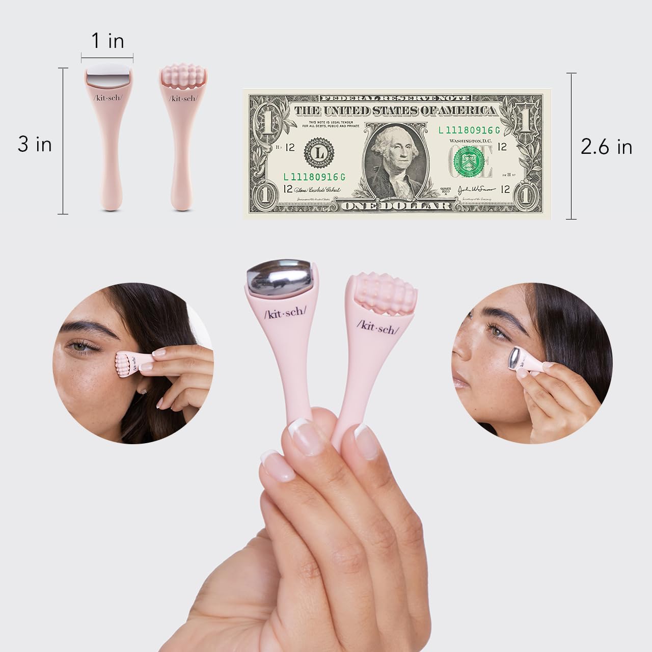 Kitsch Ice Roller for Face &amp; Eye Puffiness, Cold Skin Care for Facial Lymphatic Drainage, Dark Circles &amp; Migraine Relief, Self Tool for Wrinkles, Valentines Day Gifts for Women Face Massager (Pink)