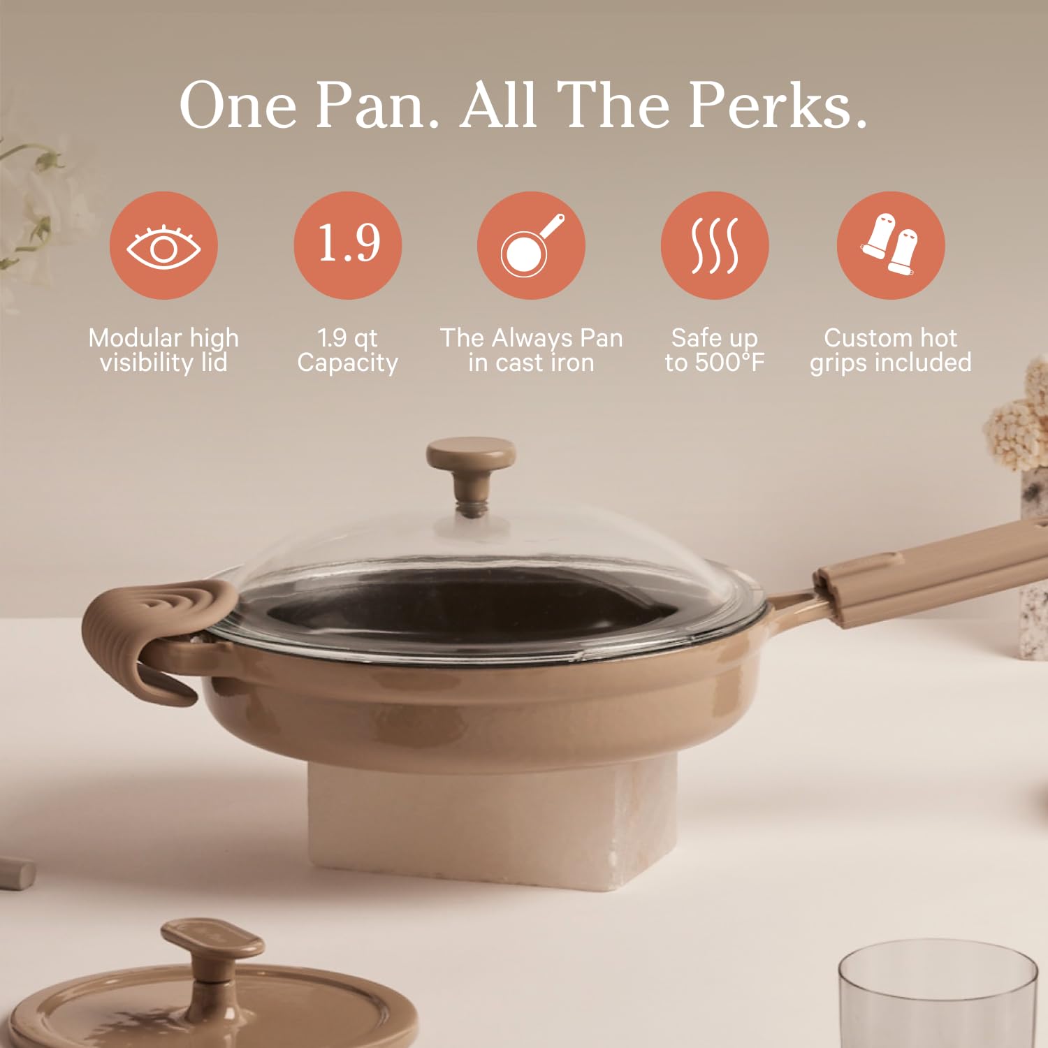 Our Place Cast Iron Always Pan | Premium Enameled, Toxin-Free Surface | 10-inch 8-in-1 Multifunctional Cookware System | Lid, Handle Covers | Heavy Duty Skillet | Oven &amp; High Heat Safe | Sage
