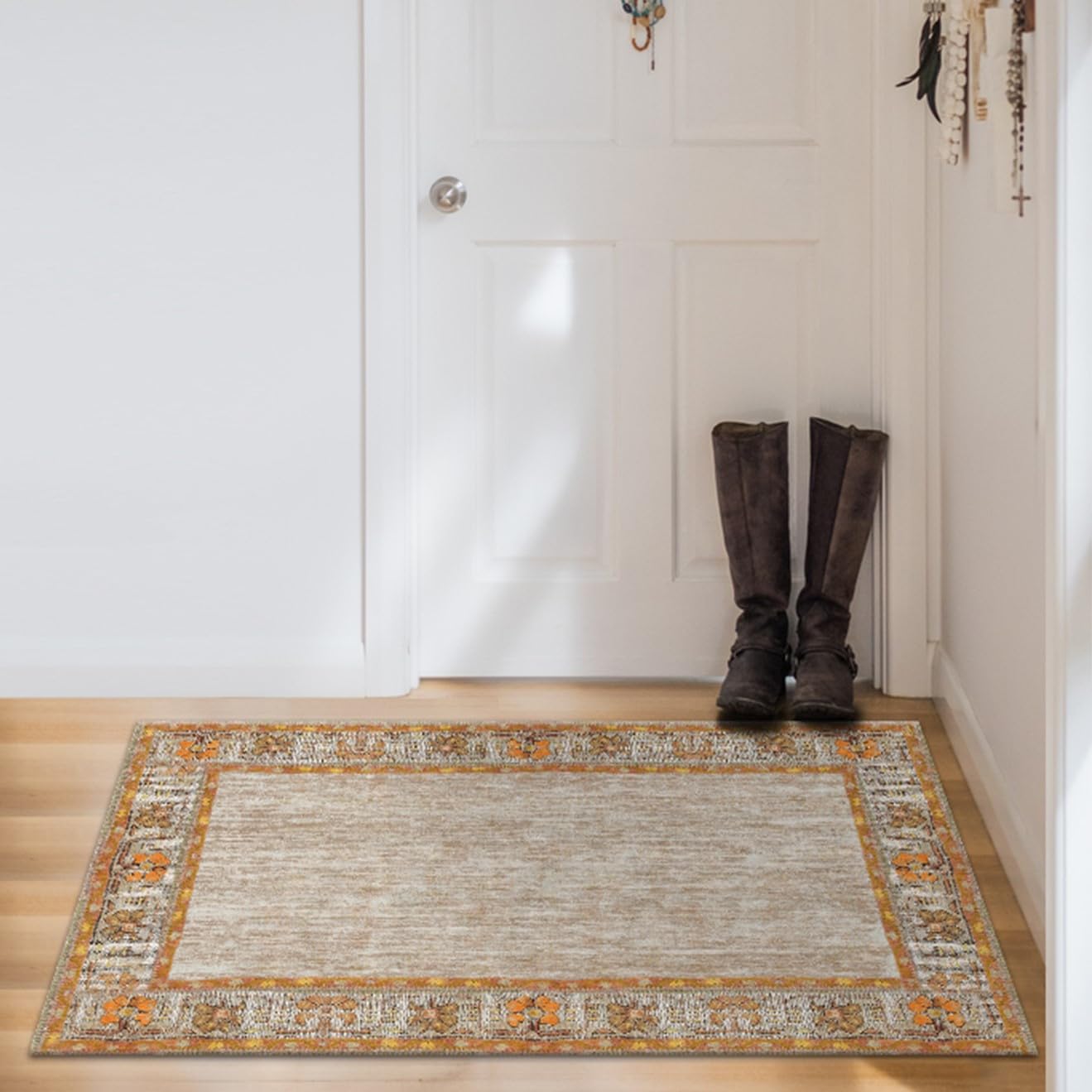 RUGGABLE Zinnia Runner Rug - Perfect Boho Washable Rug for Entryway Hallway Kitchen - Pet &amp; Child Friendly - Stain &amp; Water Resistant - Grey 2.5&
