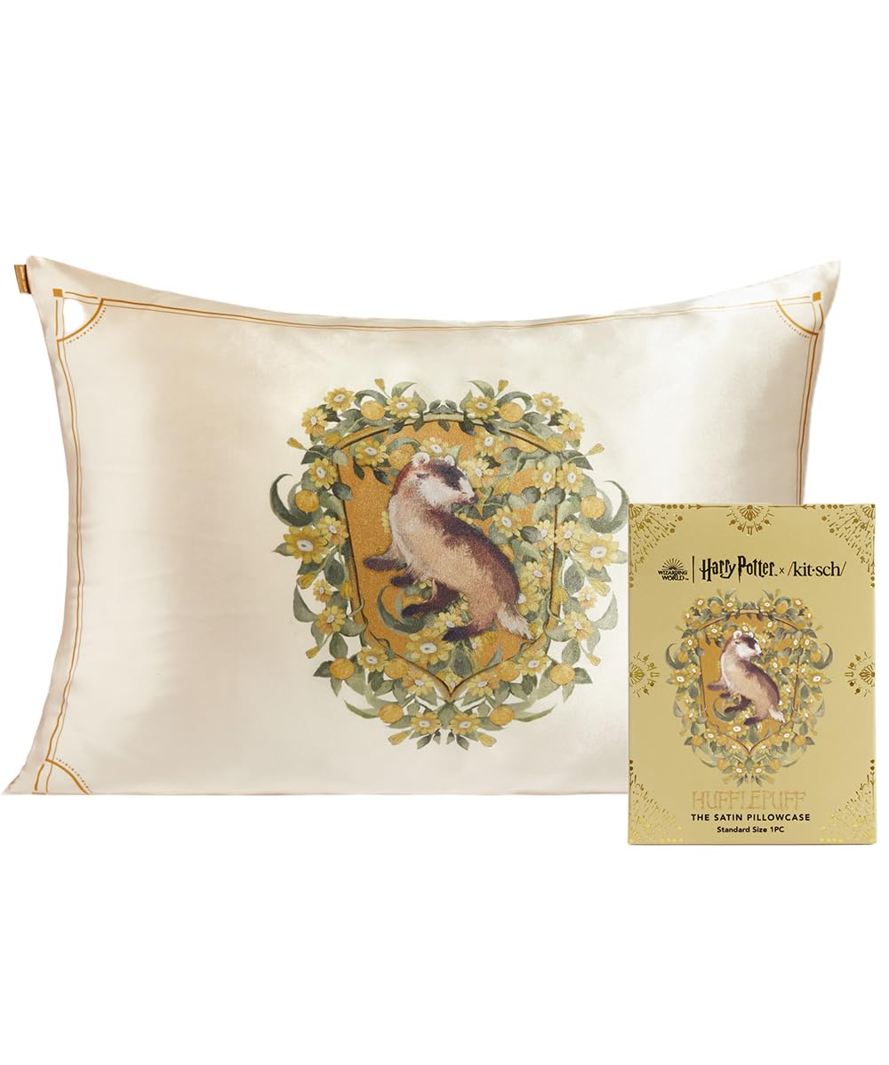 Kitsch Satin Pillowcase with Zipper for Hair &amp; Skin, Softer Than Silk Pillow Cases Queen, Smooth Pillow Covers, Machine Washable, Wrinkle-Free, Cooling Satin Pillow Cases Standard Size 19&quot;x26&quot;, Ivory
