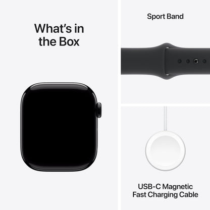 Apple Watch Series 10 [GPS 46mm] Smartwatch with Jet Black Aluminium Case with Black Sport Band. Fitness Tracker, ECG App, Always-On Retina Display, Water-Resistant