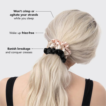 Kitsch 5 Count Velvet Hair Scrunchies for Women - Hair Ties for Thick Hair, Girls, Women, Cute Scrunchies, Soft Hair Accessories, Blush/Mauve