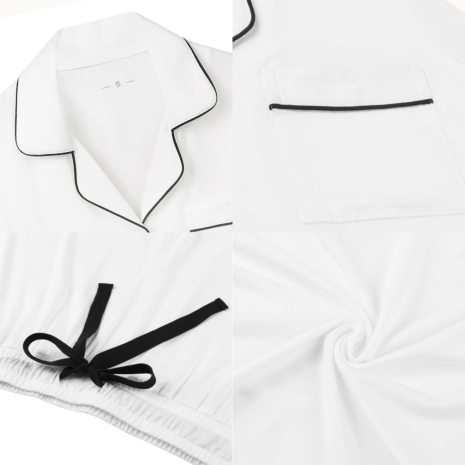Senert Pajamas Set For Women Short Sleeve Sleepwear Soft Button Down Pjs Set Nightwear Lounge Sets S-XXL